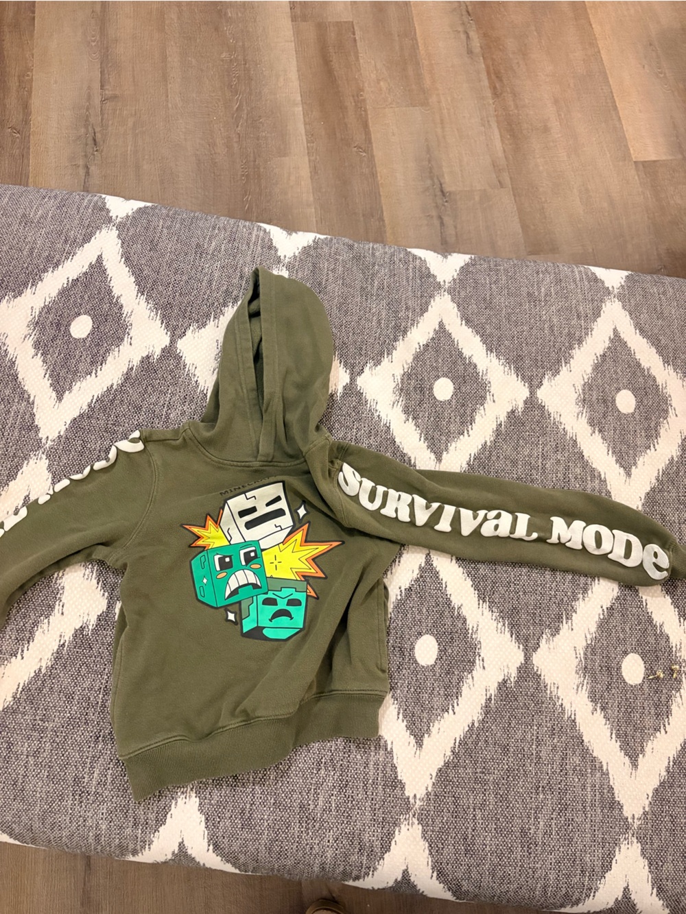 Kids Olive Green 'Survival Mode' Graphic Hoodie